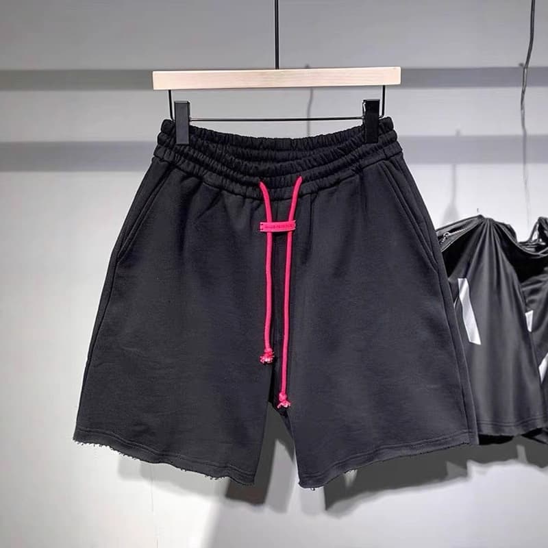 Men's Casual Summer Shorts - Japanese Style Drawstring Elastic Waist Cargo Shorts With Raw Hem, Lightweight & Breathable For Sports & Daily Wear