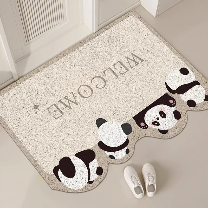 Home Furniture cartoon panda home carpet silk loop wear resistant and dirt resistant foot mat porch entrance door can be cut to rub the soil mat