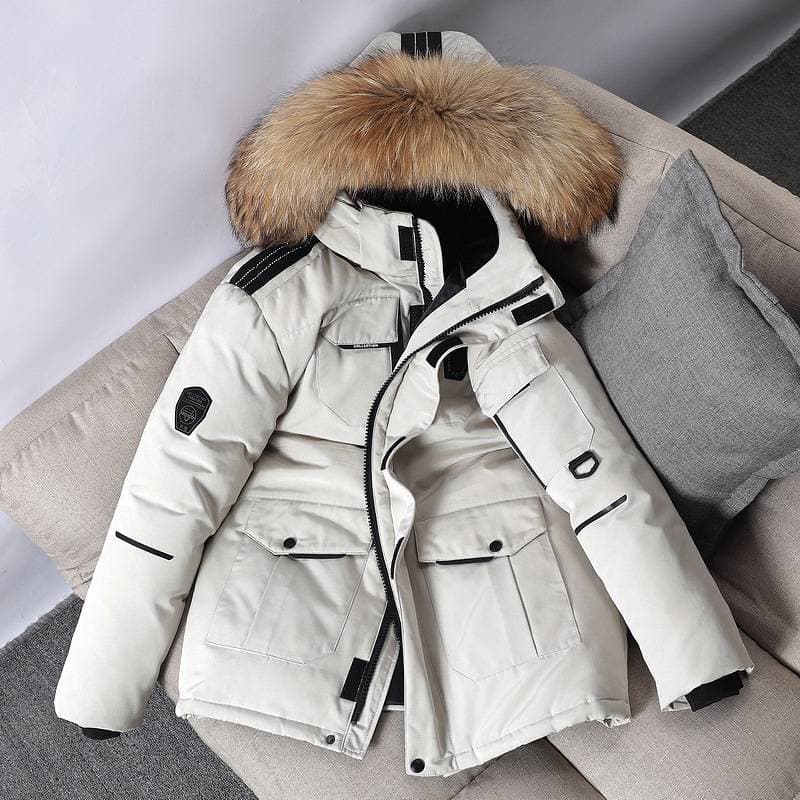 Women's Clothing Fashion Couple Down Jacket Men's Short Outdoor Thickened Hooded Printed LOGO