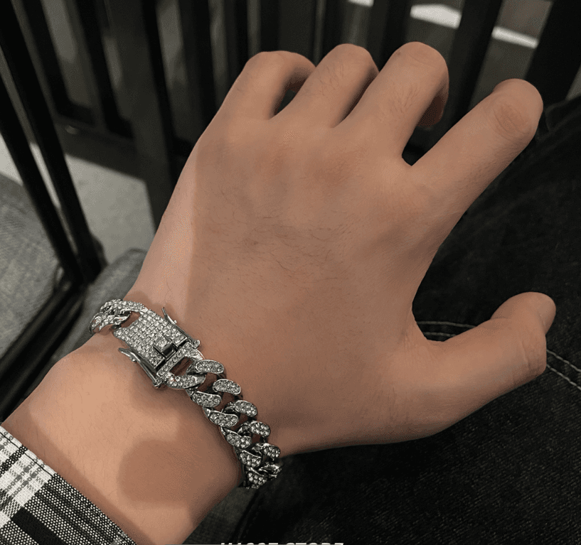 Bracelet cubain en alliage de zinc plaqué or pour homme, accessoire de mode hip-hop