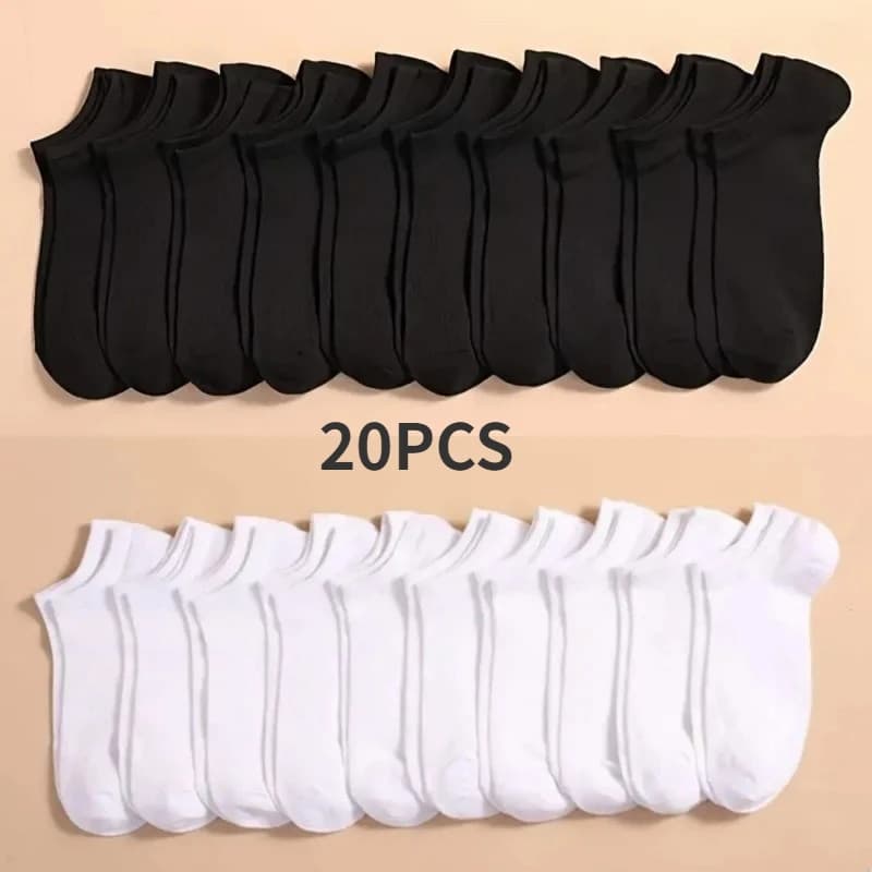 10 Pairs Women/Men Boat Invisible Low Cut Silicone Non-slip Summer No-show Ankle Socks Solid Color Casual Breathable