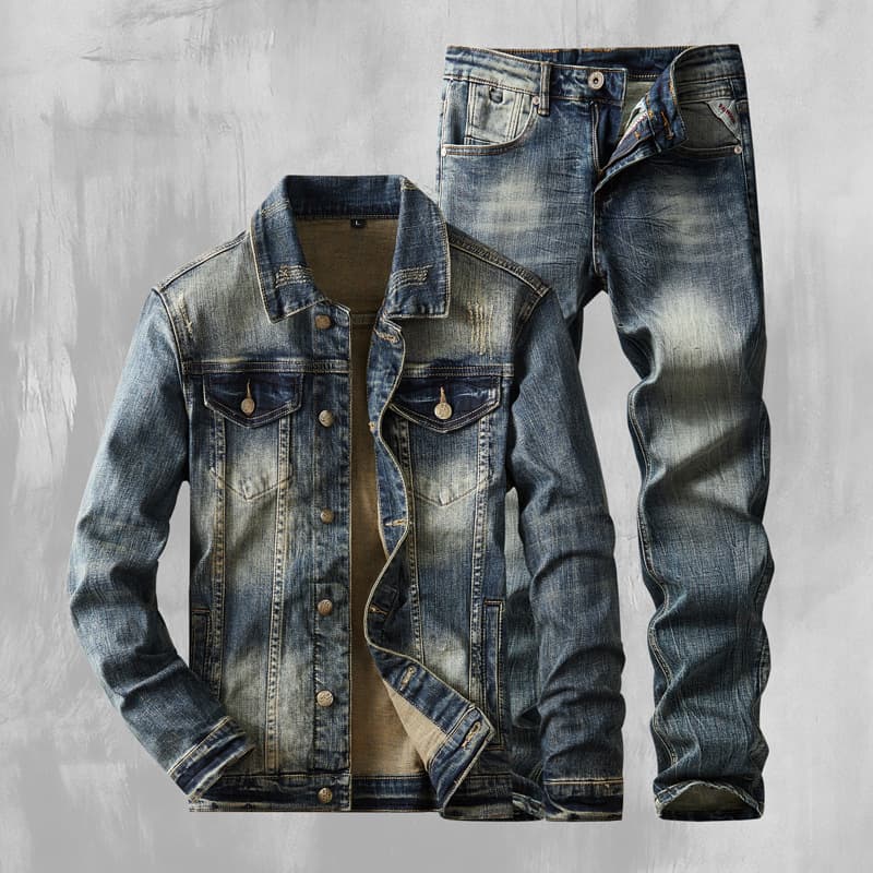 Vêtements pour hommes printemps et automne, marque de mode américaine, veste en jean classique polyvalente, délavée, haute qualité, extensible, costume pour hommes