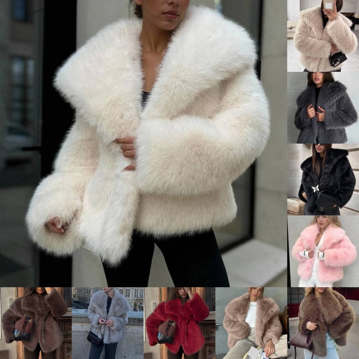 ​Women’s Faux Fur Jacket – Elegant Short Coat With Pockets For Fall & Winter (S-XXXL)​