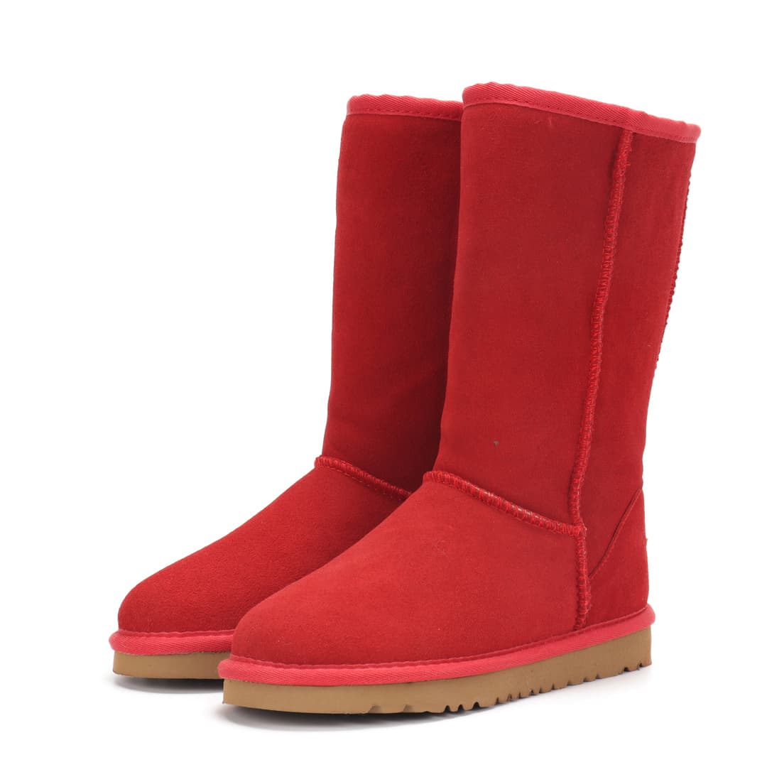 Bottes de neige montantes classiques automne/hiver en cuir véritable à tige droite pour femmes et hommes
