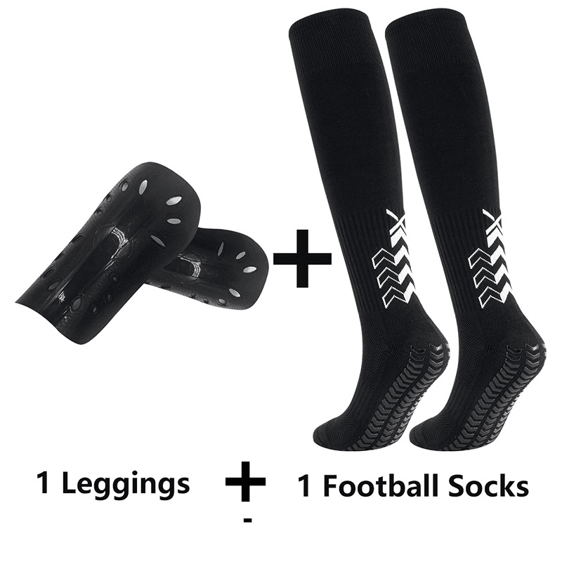 Unisex Adult Thickened Football Socks Leg Pads Combination Set Decorated With Rubber Non-slip Socks