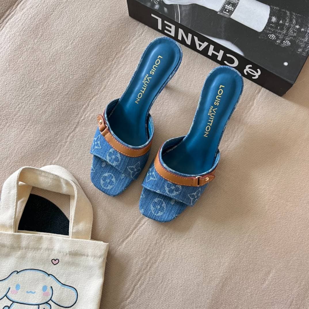 Denim Slim Heel Cool Mop Classique mais pas facilement démodé, belle chaussure de contrôle Nouvelle Cool Mop du début de l'été