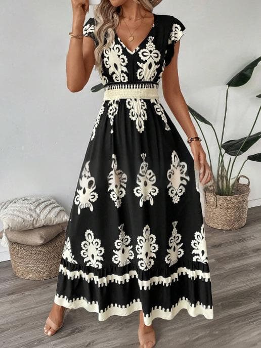 Women's Clothing Hot Selling Beach Dress Holiday Style Printed Big Swing Dress