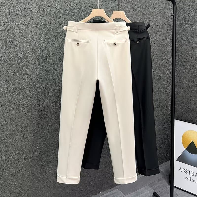 Men's Casual Straight Leg Pants - Lightweight Polyester Work Trousers With Elastic Waist, Wrinkle-Free & Breathable For Everyday Wear