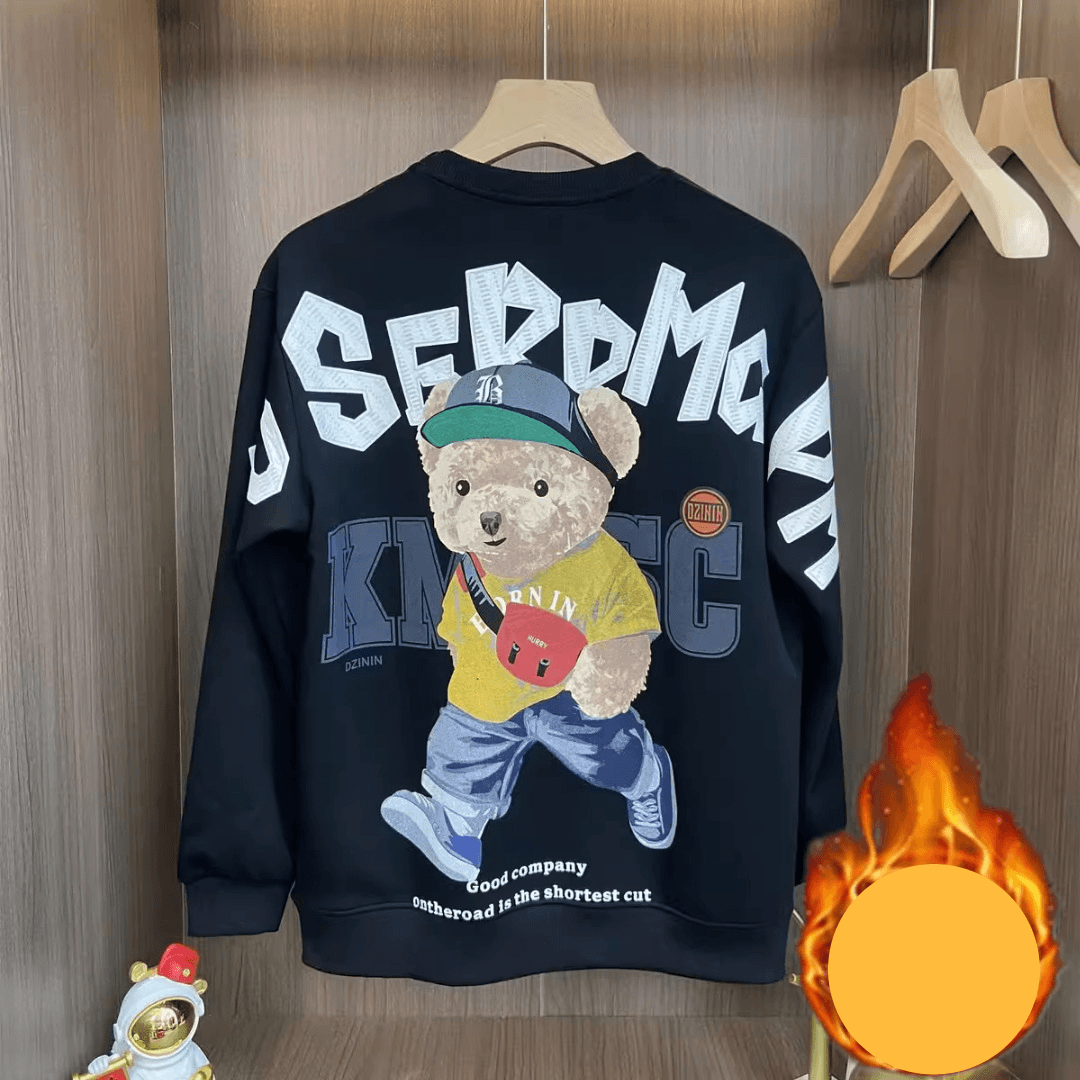 Men's Clothing Fashion brand sweatshirt men autumn new bear round neck long sleeve printed jacket couple style high end bottoming shirt men