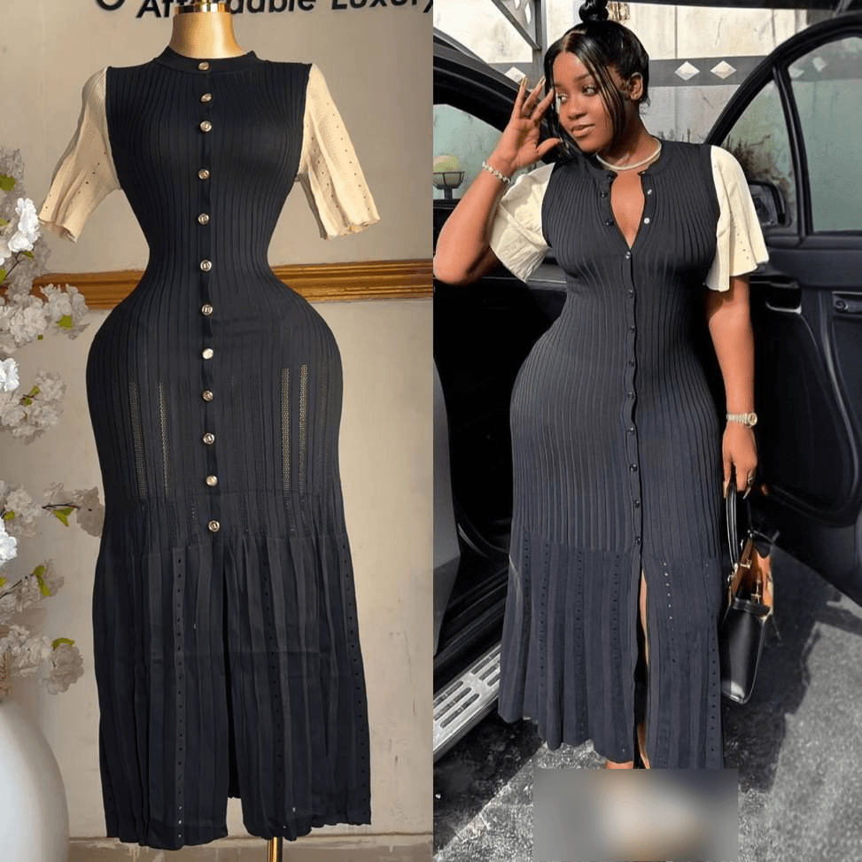 Women's Clothing Celebrity Style Slim Fit Short Sleeved Knitted Dress Fishtail Long Skirt Female Temperament Fashion