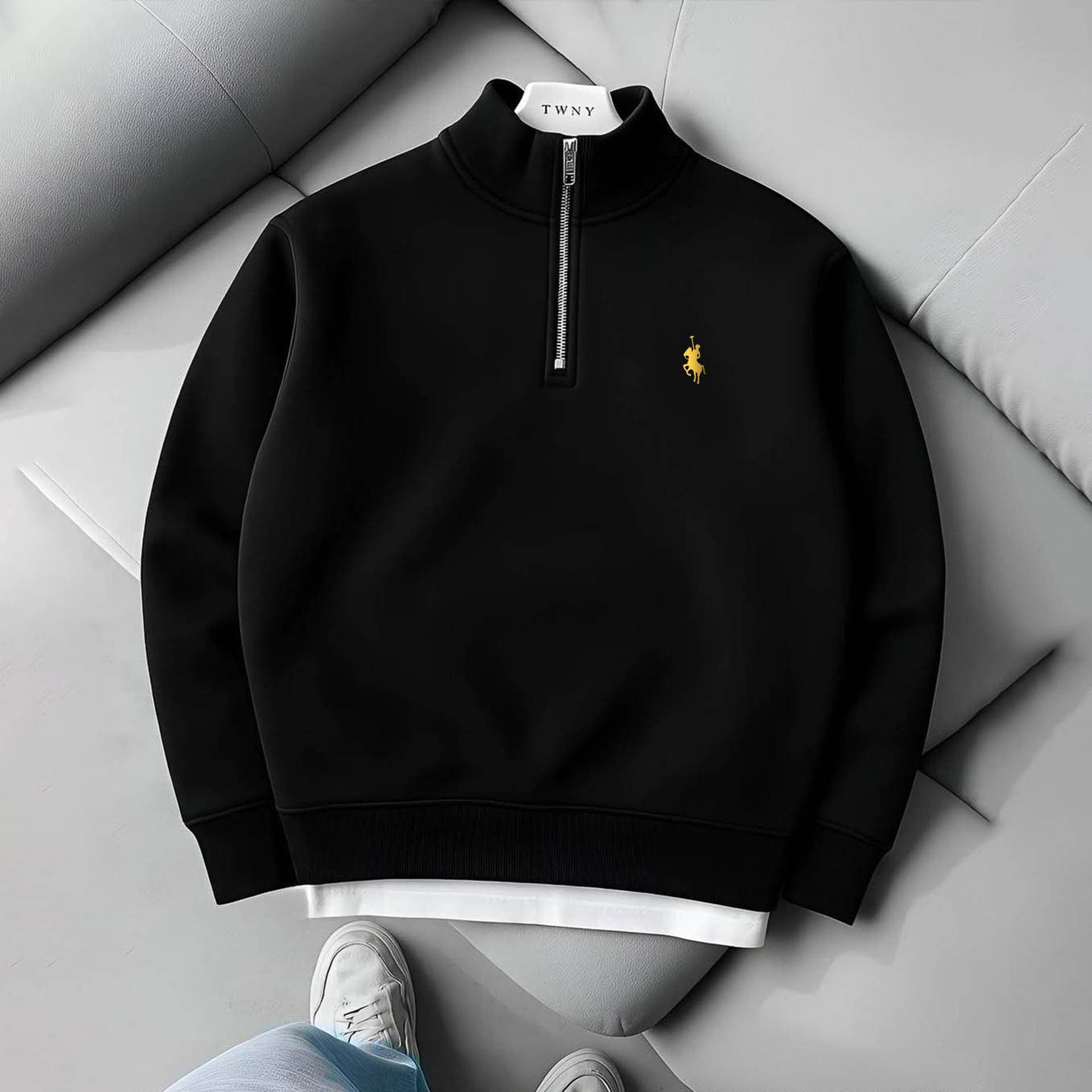 Men's Clothing High Grade Texture Jacquard Heavy Round Neck Sweatshirt Fashionable And Casual Versatile Long Sleeved Bottoming Shirt