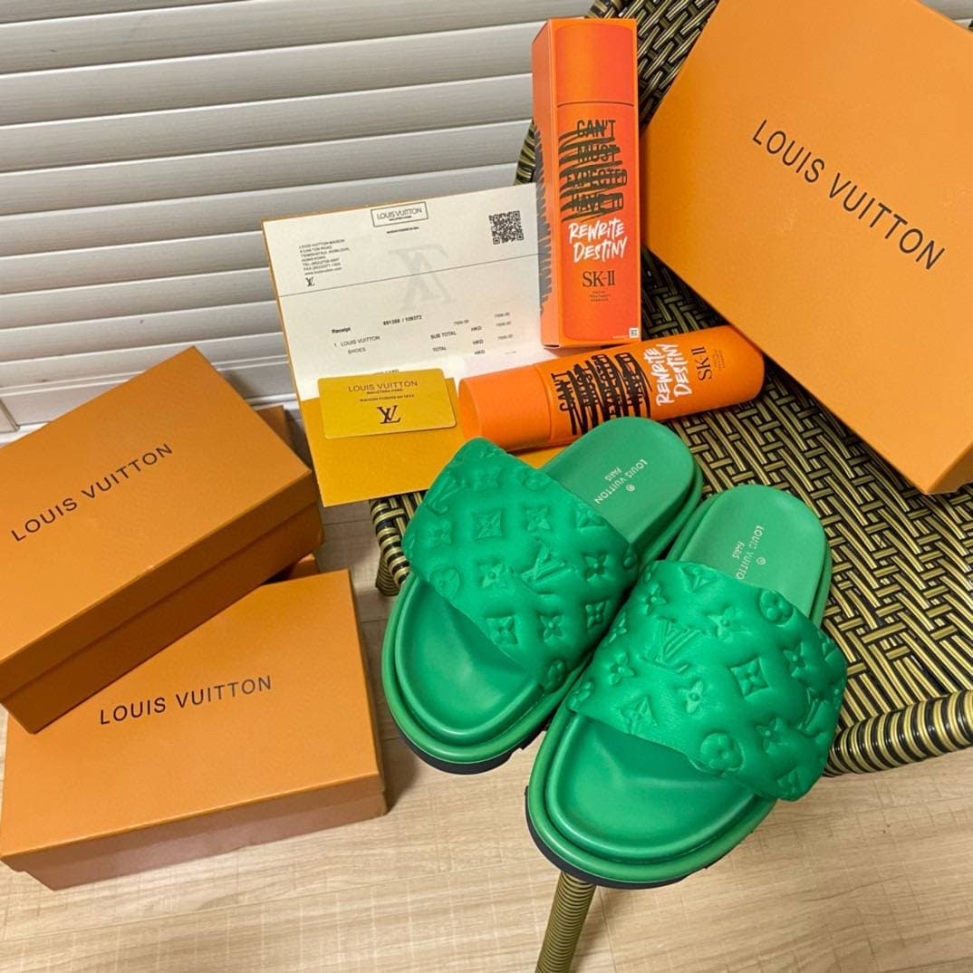 Louis,Vuitton,lv,chaussures d'été unisexes tendance de créateur de mode pantoufles en gelée 11
