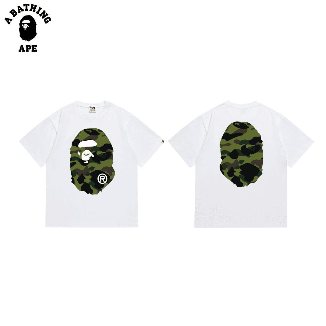 A BATHING APE BAPE-Double Sided Camouflage Ape Head Print Pure Cotton Short Sleeved T-shirt