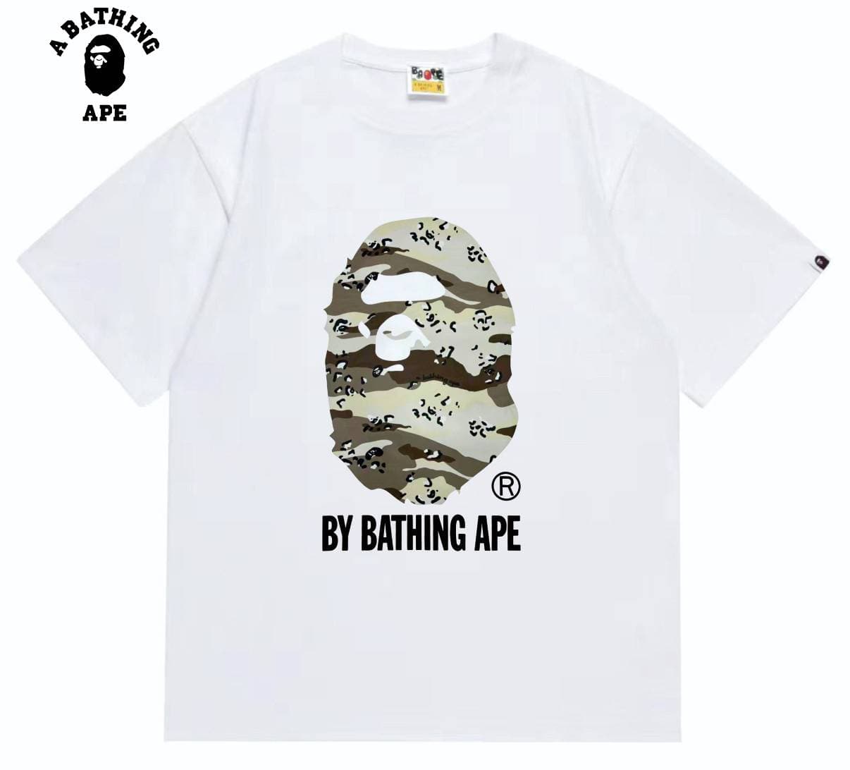A BATHING APE BAPE-B-grid Camouflage Ape Head Double-sided Printed Pure Cotton Short Sleeved Shirt