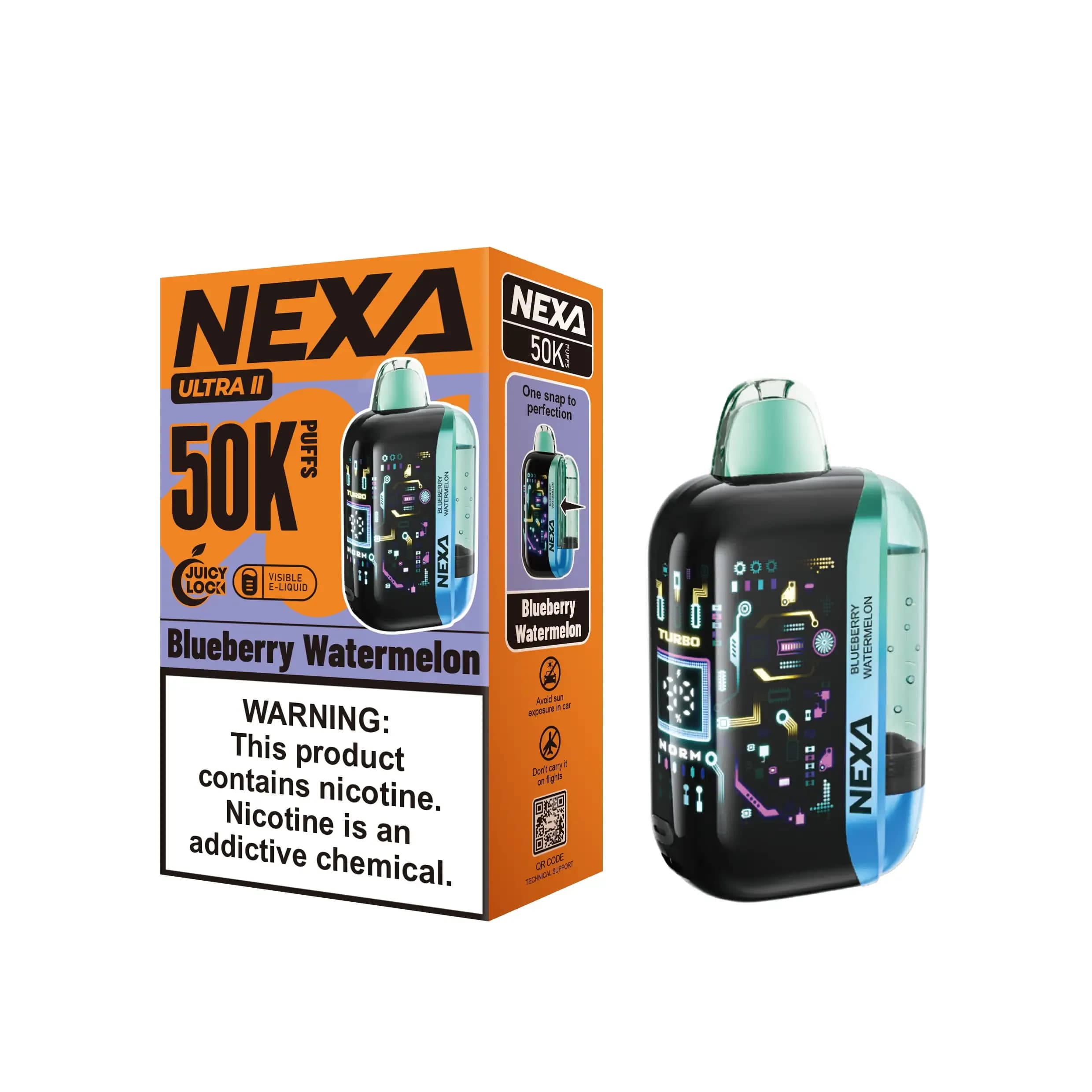 1 à 3 cigarettes électroniques jetables NEXA ULTRA II 50K (50 000 bouffées) - 20 ml, 5 % de sels de nicotine, 900 mAh