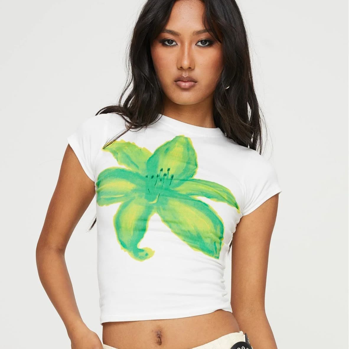 Women's Clothing New Flower Print Short Sleeved T Shirt Female Sexy Backless Slim Top Hot Girl