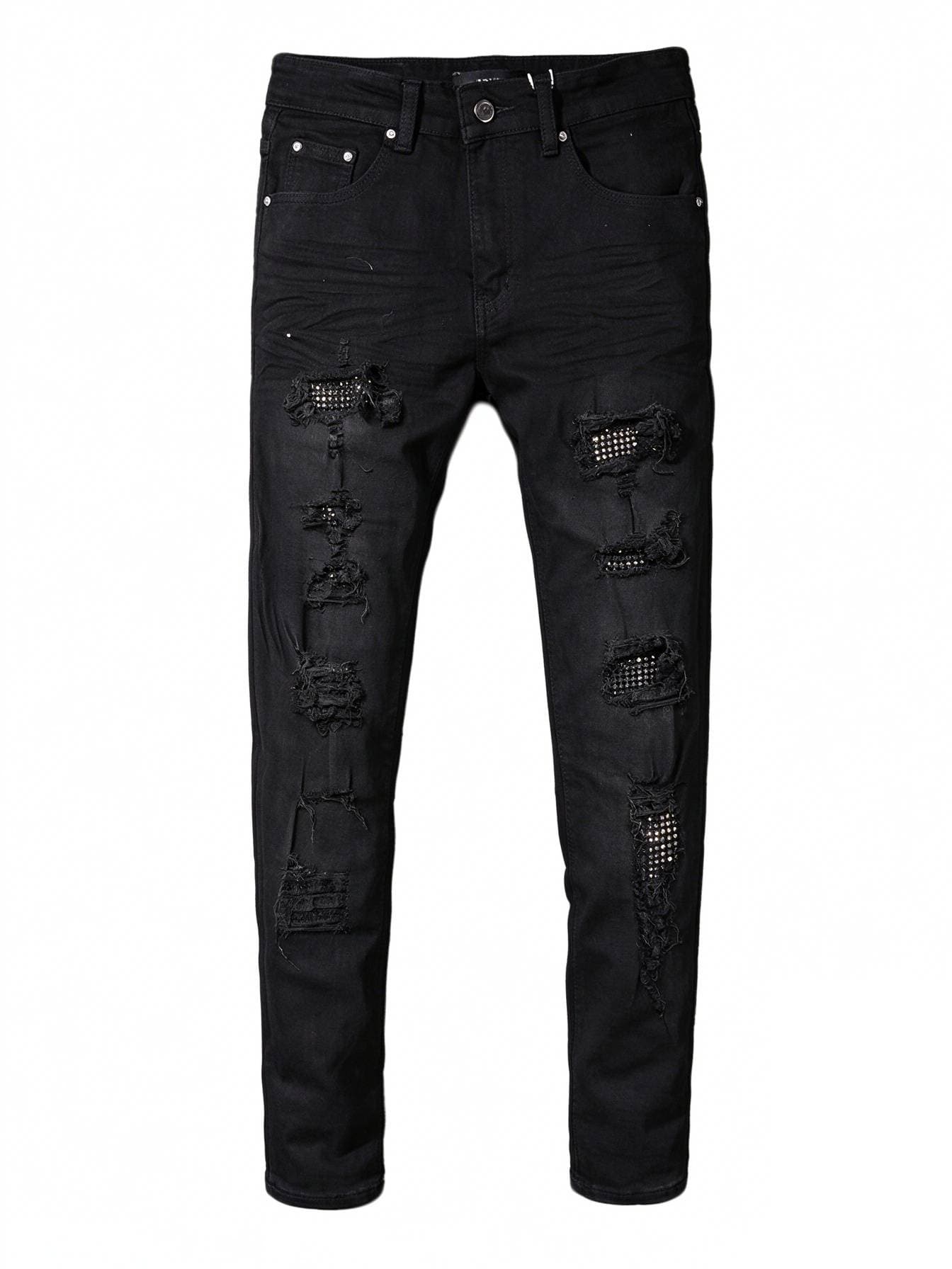 Pantalon long tendance pour homme, collection printemps/été 2025, coupe décontractée et simple, taille mi-haute, fermeture éclair, noir, jean D2