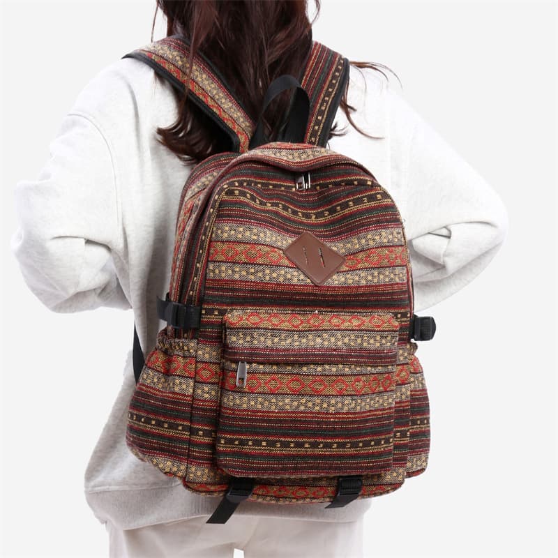New Large Capacity Student Ethnic Style Trendy Wear-resistant Unisex Double Shoulder Bag School Class Backpack Fashion