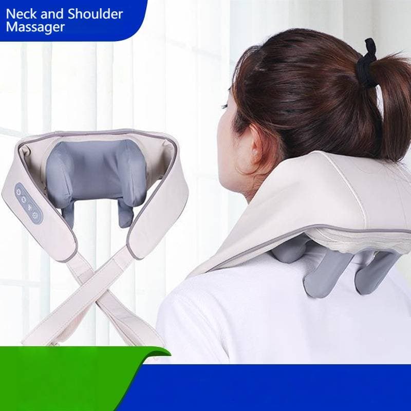 Rechargeable Neck And Shoulder Massager With Heat Therapy - 6 Massage Nodes, 3 Speed Levels, Portable Shiatsu Kneading For Muscle Relief