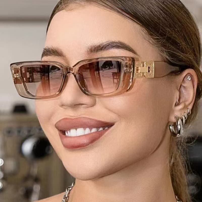European And American Cross-Border Street Style Hollow Out Diamond Chain Square Frame Fashionable High-End Trendy UV