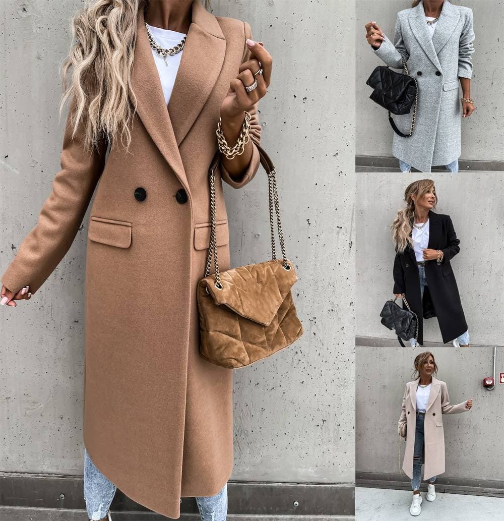Women's Clothing autumn and winter long suit collar woolen coat