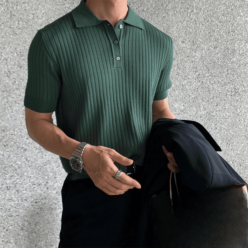 Men's Clothing Lapel Polo Shirt Short Sleeved Men's Trendy Brand Loose Casual Summer Thin Solid Color Sweater T Shirt Bottoming Shirt
