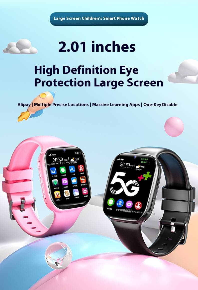 5G Smart Watch For Kids & Teens With HD AMOLED Screen, GPS Tracking, SIM Card Support, Parental Controls & Contactless Payment​