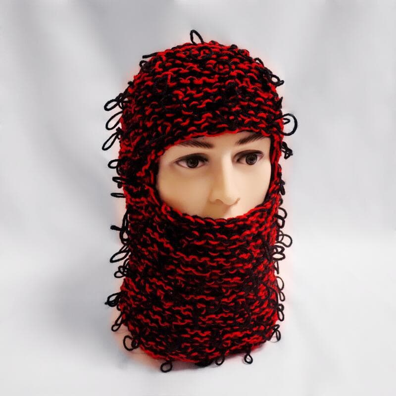 Funny knitted face mask balaclava hat autumn and winter warm woolen hat men's headgear all match pullover hat