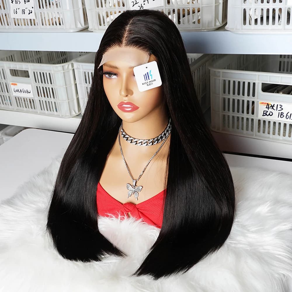 220% Double Drawn Human Hair Wig 4x4 Lace Front Glueless Pre-plucked Raw Vietnamese Straight
