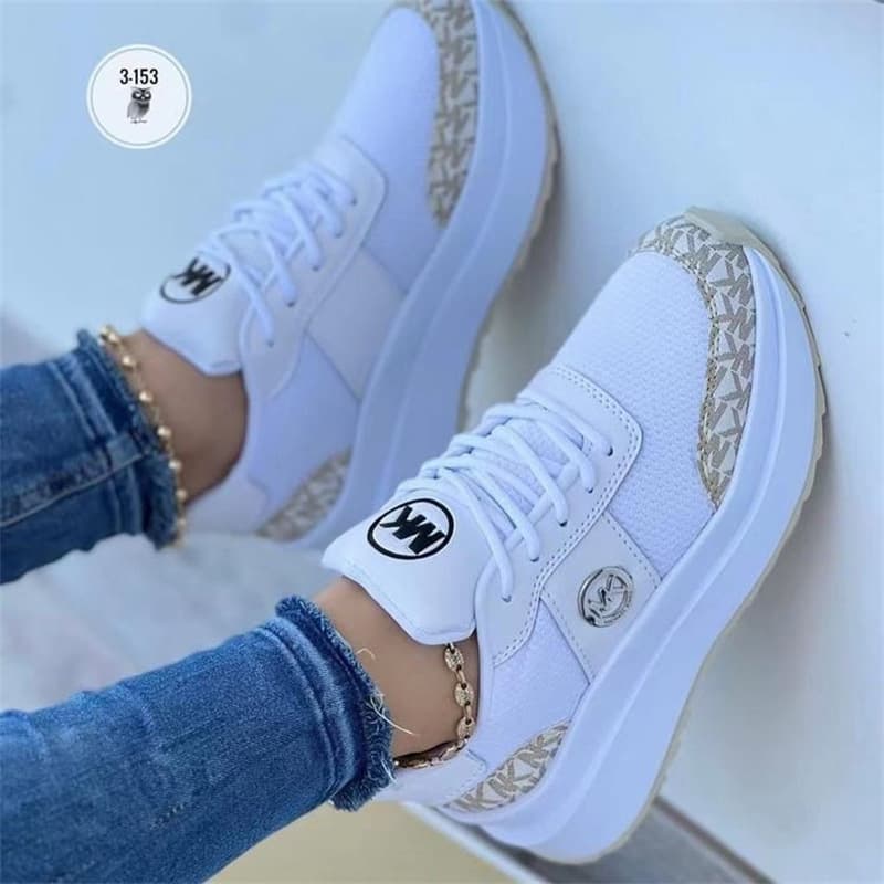 Baskets compensées décontractées pour femmes, collection 2023, grandes tailles, à brides et talon mi-haut, en maille.