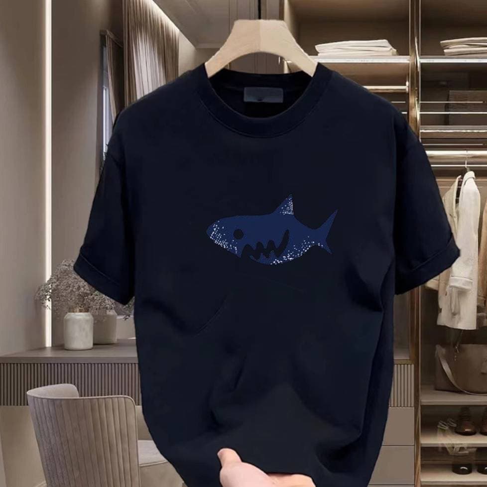 Men's Clothing printed cotton short sleeve T-shirt men's loose round neck short sleeve couple casual all-match half sleeve bottoming shirt