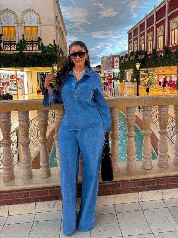 Women's Clothing Summer Suit For Women New Style Stylish Large Size Shirt With Camisole Vest And Denim Skirt Three Piece Suit