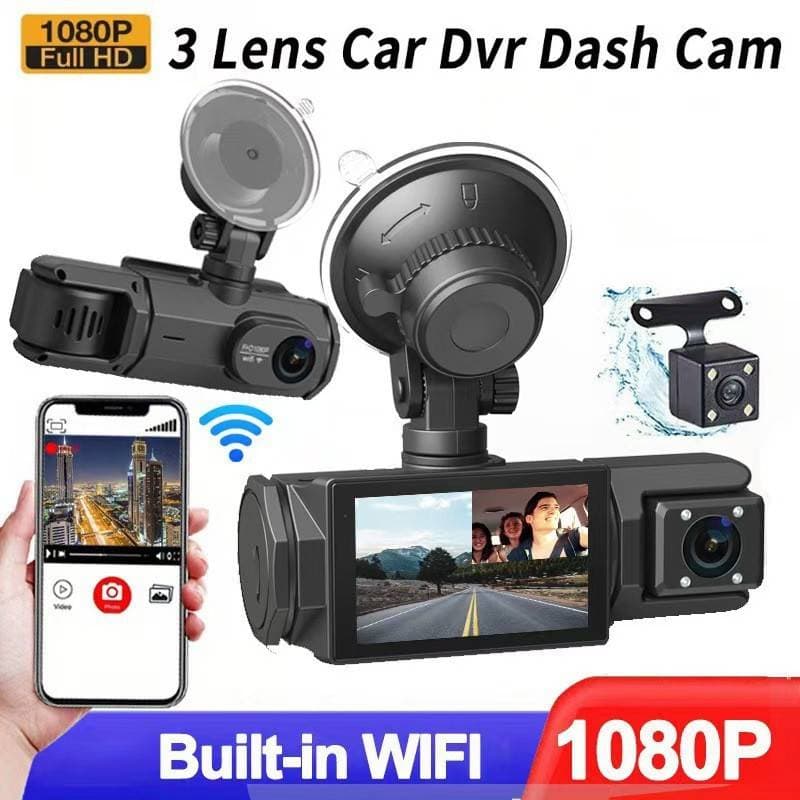 High Definition 1080P Driving Recorder With Three Lenses And Simultaneous Display, Equipped With Reverse Image, Mobile WIFI, Car DVR