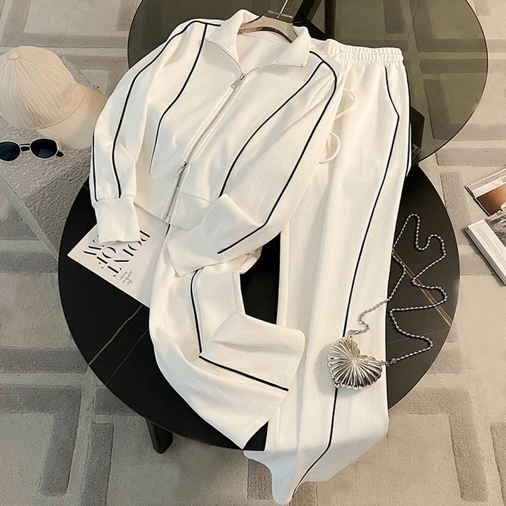 Women's Clothing High End Fashion Sports Casual Sweater Suit For Women Autumn New Style High Profile Wide Leg Pants Two Piece Suit