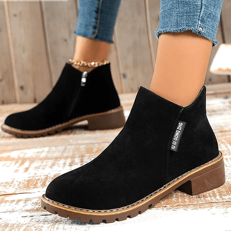 SHLIANG Autumn Side Zipper Short Boots Female Low Boots Non Slip Frosted Suede Shoes Women Ankle Boot s0267