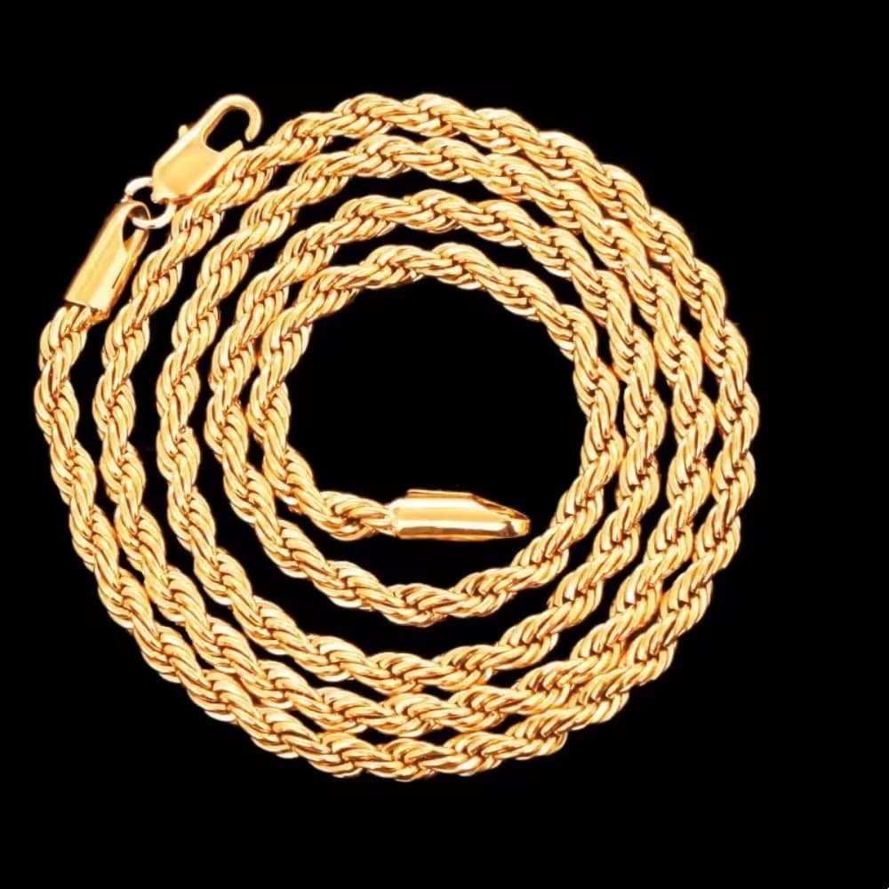 925 Silver Noble 45-60cm 18K Gold 4mm Rope Chain Necklace For Women Man Fashion Wedding Charm Gift Jewelry 18-24Inch