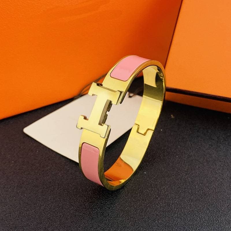 Bracelet classique en émail avec lettre H de créateur, large boucle en or, bracelet H européen et américain, bracelet pour couple