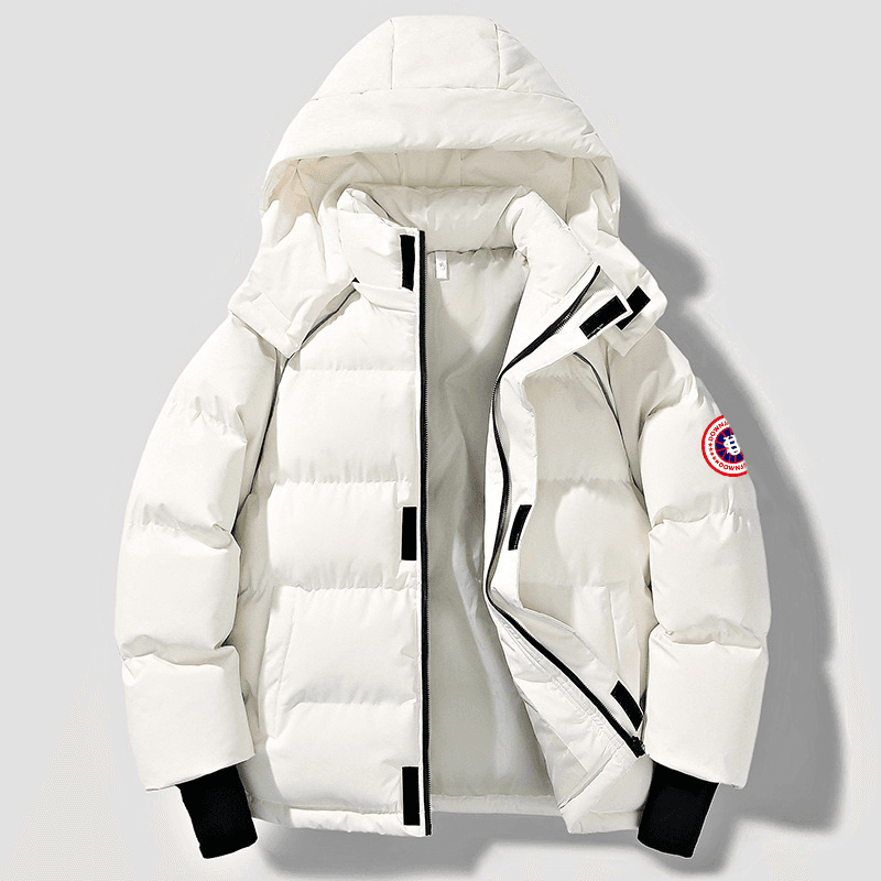 Doudoune d'hiver pour homme, chaude et coupe-vent, avec écusson amovible carte des États-Unis sur la manche, style streetwear, noire, longue et ép