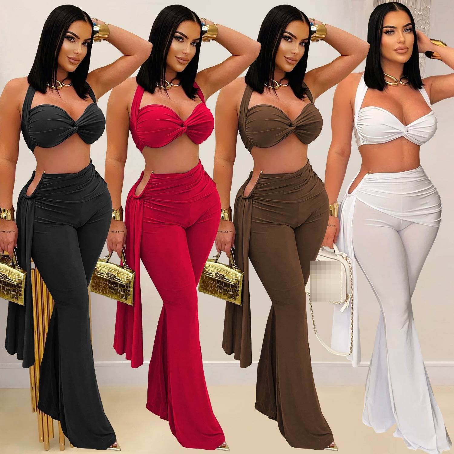 Women's Clothing Sexy Summer Lace-Up Trousers Set Strapless American Markets (New)