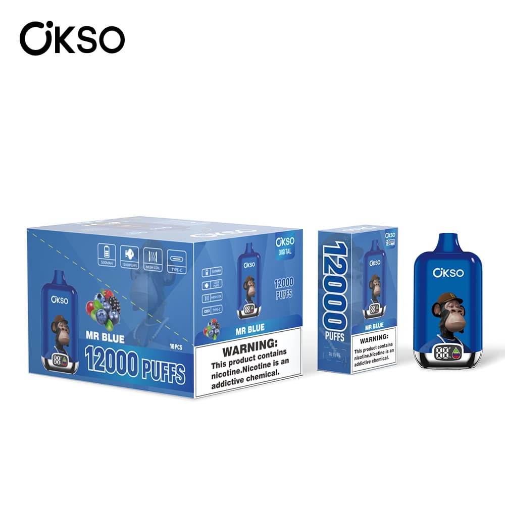 (Mise à niveau du produit ELF BOX 12 000 bouffées - 28 saveurs) Cigarette électronique jetable OKSO Digital 500 mAh, 12 000 bouffées, saveur fr