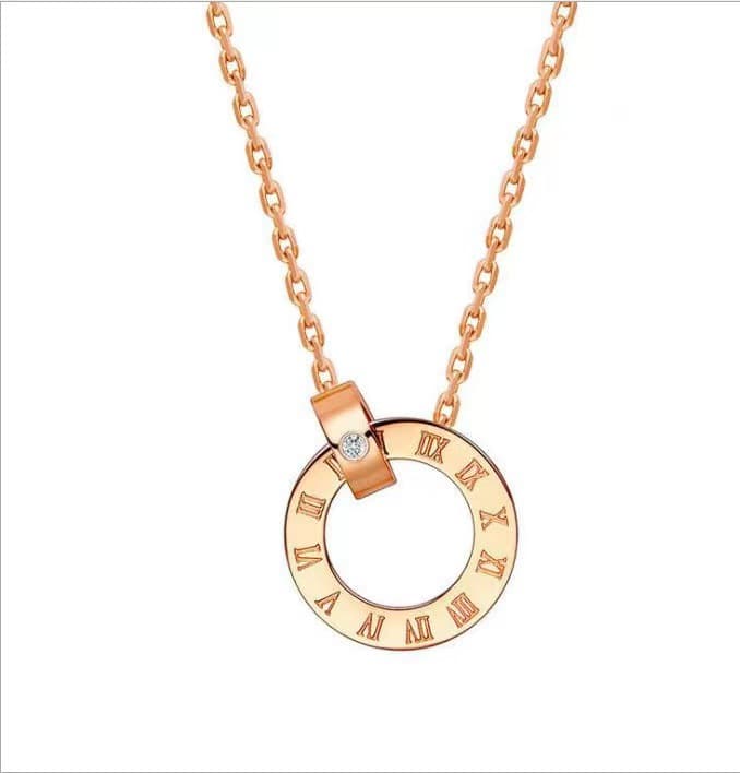 Women's Jewelry Titanium Steel K Rose Gold Plated Necklace Small Waist Diamond Pendant Fashionable Gift For Girlfriend