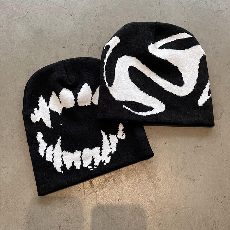 Foreign trade American funny all-match knitted hat autumn and winter women's wool hat Korean fashion street retro pullover cold hat