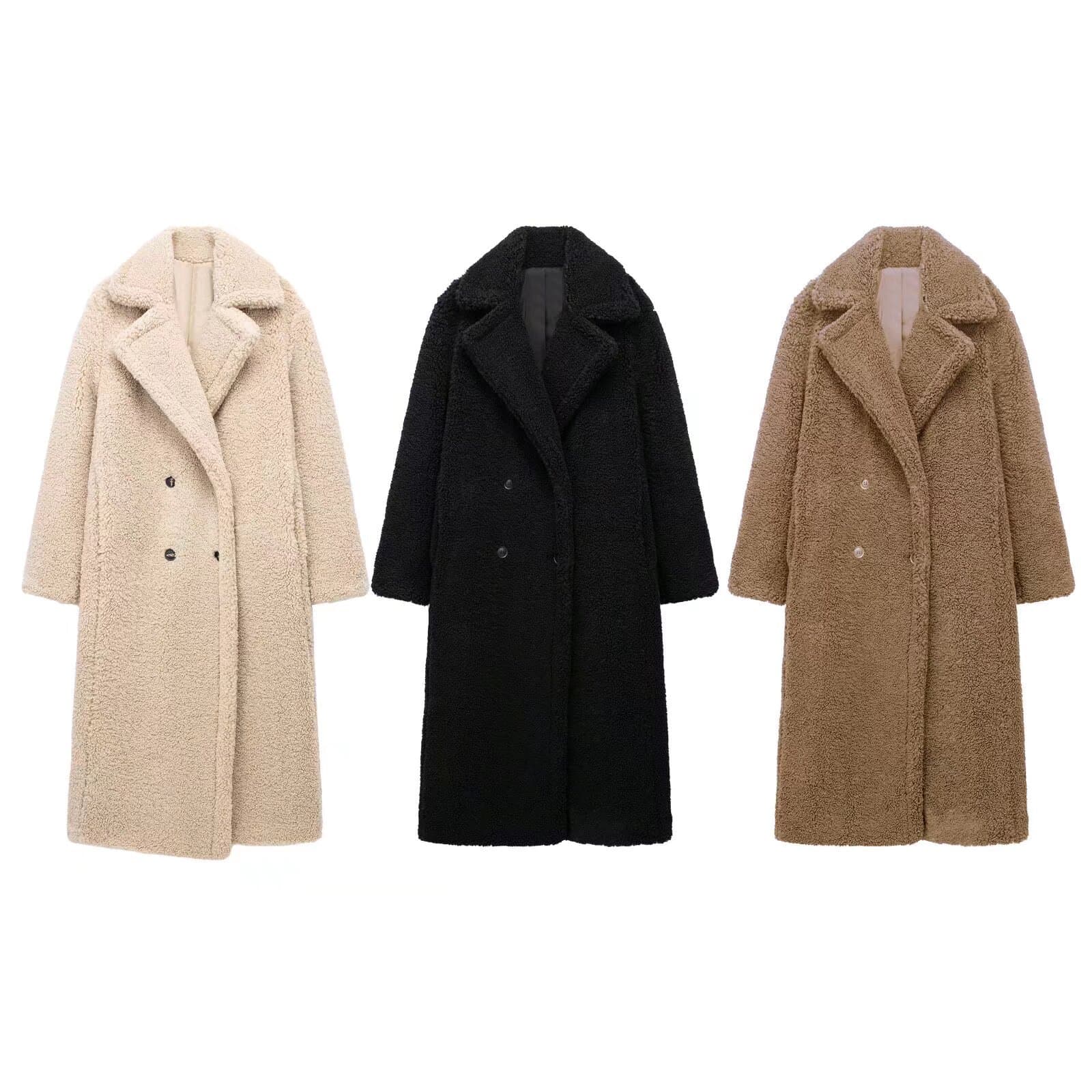 Women's Clothing large lapel thickened lamb wool fleece super long coat