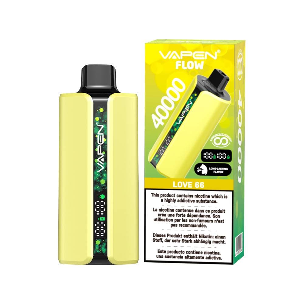 1 stylo vape jetable Vapen Flow 40 000 bouffées | Cigarette électronique fruitée 40 000 bouffées avec affichage numérique, vape longue durée