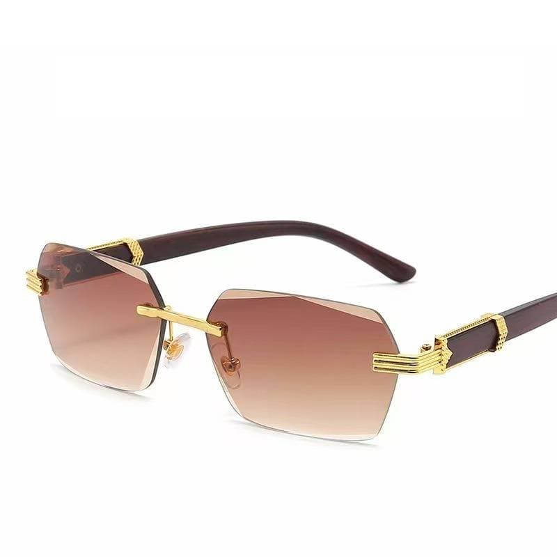 Lunettes de soleil unisexes effet bois – Verres carrés UV400 (8 couleurs de verres)