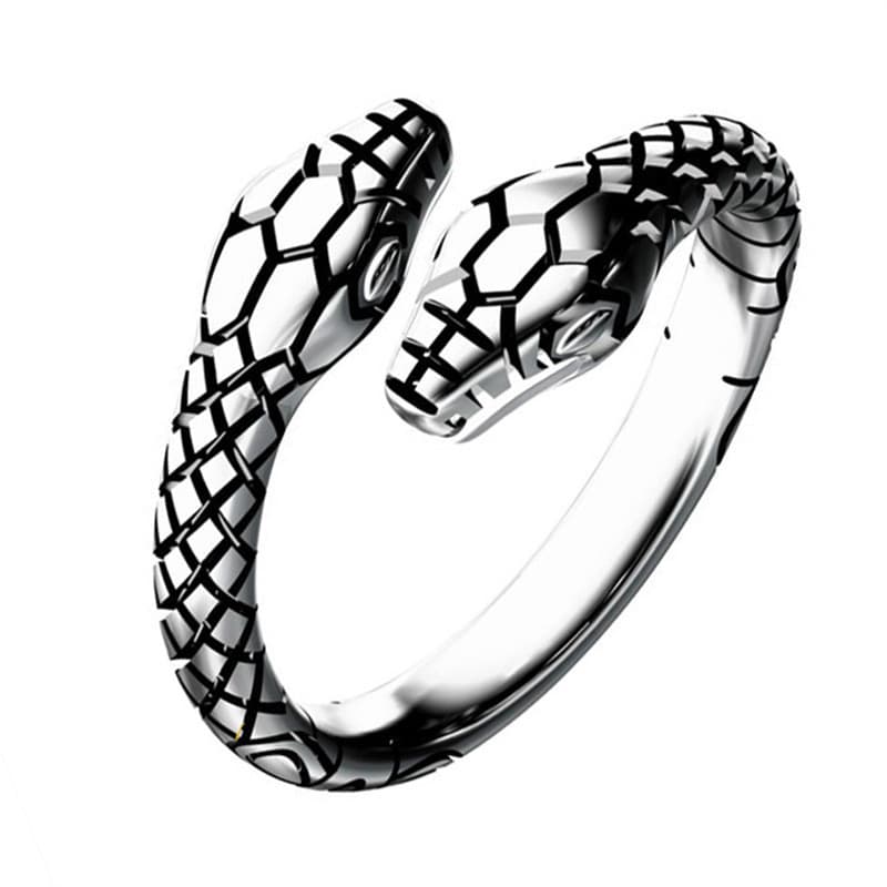 Double headed snake men's and women's vintage trendsetter, personalized forest style food ring, hand jewelry