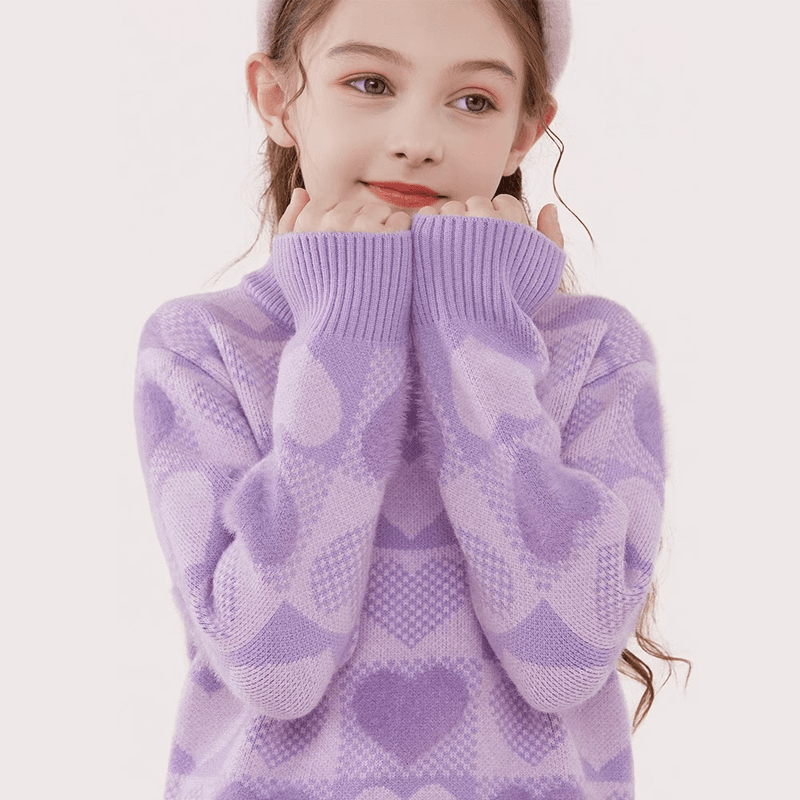 Girls' Fashion Knit Sweater Fashion Long Sleeve Round Neck Soft Polyester Top For Spring Autumn Winter
