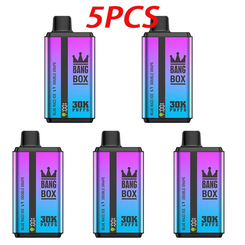Lot de 5 vapes jetables à double saveur Bang Box 30 KPuffs, 35 ml, pré-remplies, 850 mAh, écran de type C