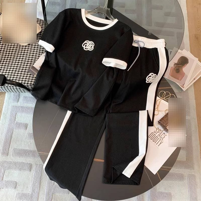Summer Fashion Camisole High-Waisted Wide-Leg Trousers Set For Women Stylish Elegant Two-Piece French Style Commuter Wear