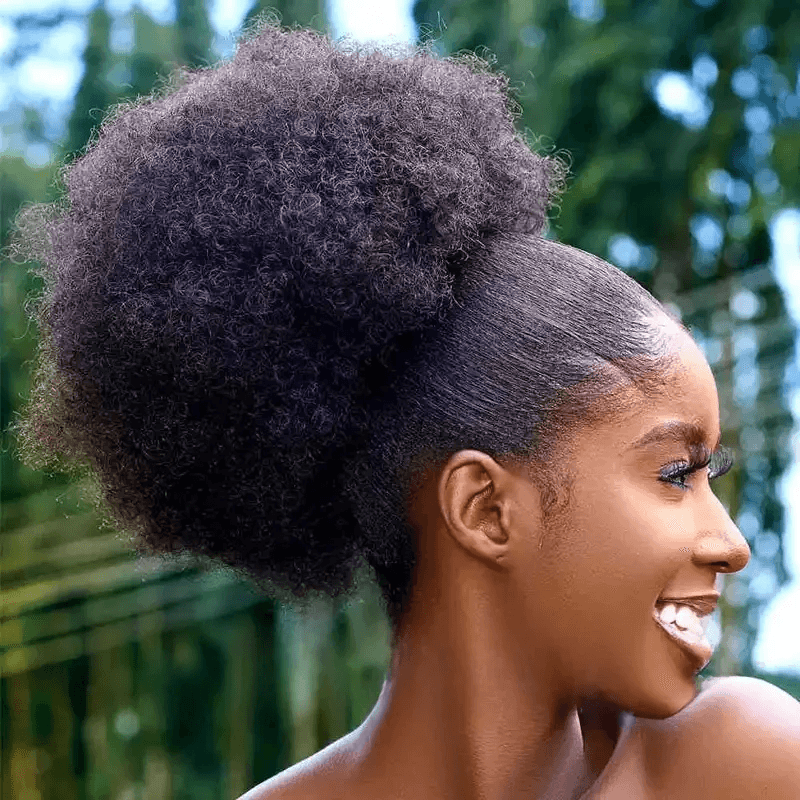 Extensions de queue de cheval afro synthétiques de 20 cm (8 pouces) avec cordon de serrage pour femmes noires, chignon bouclé et crépu, perruques